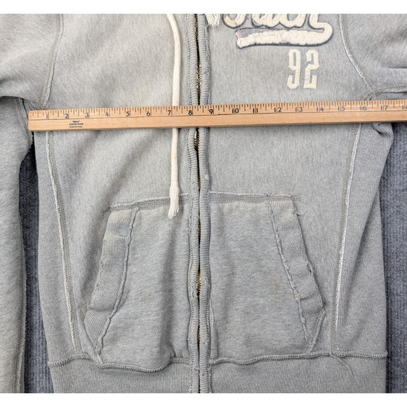 Vintage Abercrombie & Fitch Muscle Hoodie Mens Small Spellout Waffle Y2K Thrash - Picture 3 of 8